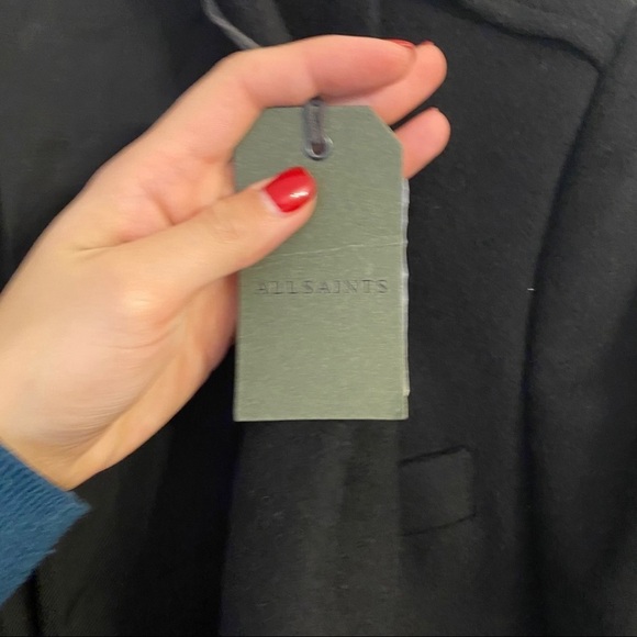 All saints | Men’s Long Black Wool Coat Killian 38 - Picture 11 of 15